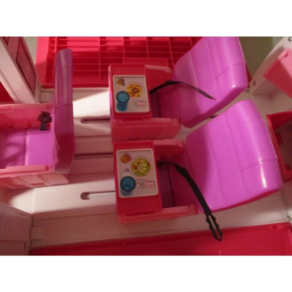 Barbie Pink Jumbo Jet With Accessories Plus Pilot & Stewardess Barbie Dolls